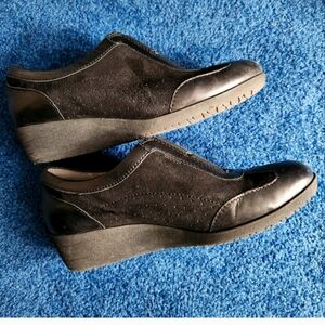 Clarks Black Suede Wedge Shoes, Size 5M, Like New, Worn Once!